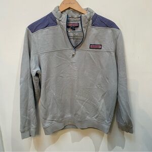 Vineyard Vines Gray and Blue Zip-Up Sweater
